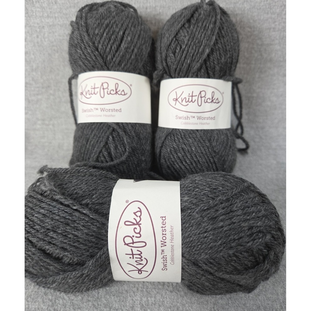 Knit Picks 3 Swish Worsted Yarn Cobblestone Heather Super Wash Merino Wool NEW